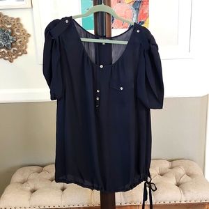 Banana Republic Navy Blue 100% Silk Blouse, Size XL